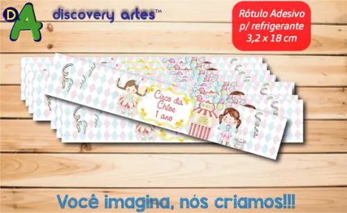 Rótulo Adesivo Refrigerante Circo Rosa Aquarela