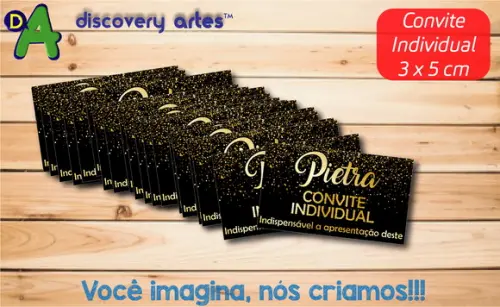 Convite Individual 15 Anos Preto com Dourado
