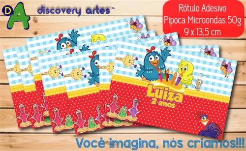Rótulo Adesivo Pipoca de Microondas Galinha Pintadinha
