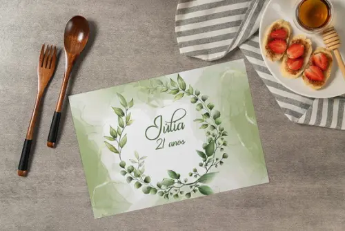 Jogo Americano Floral Verde (descartável)