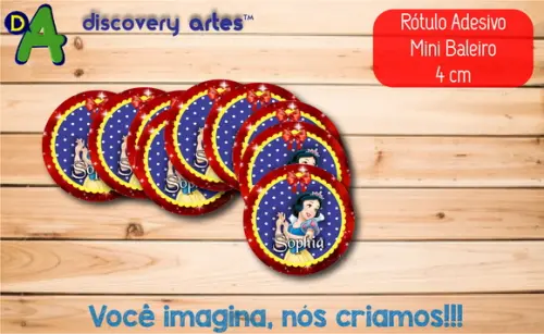 Rótulo Adesivo Mini Baleiro Branca de Neve