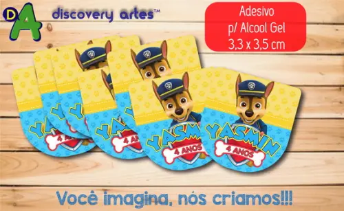Rótulo Adesivo Álcool Gel Patrulha Canina