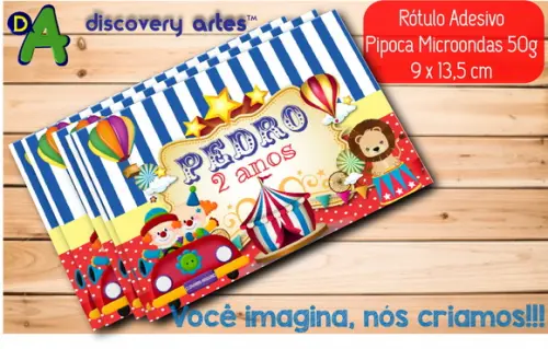 Rótulo Adesivo Pipoca de Microondas Circo