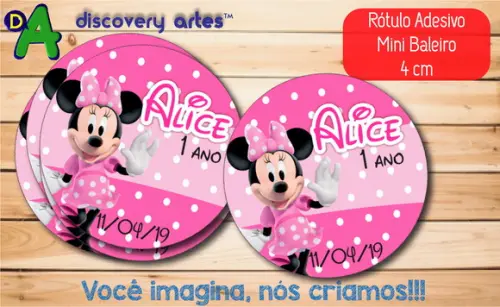 Rótulo Adesivo Mini Baleiro Minnie Rosa