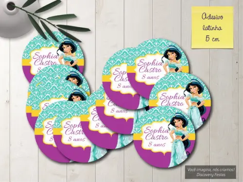 Rótulo Adesivo Latinha Princesa Jasmine