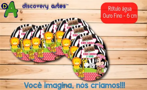 Rótulo Adesivo Água Ouro Fino Minnie Safari