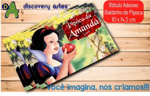 Rótulo Baldinho de Pipoca Branca de Neve