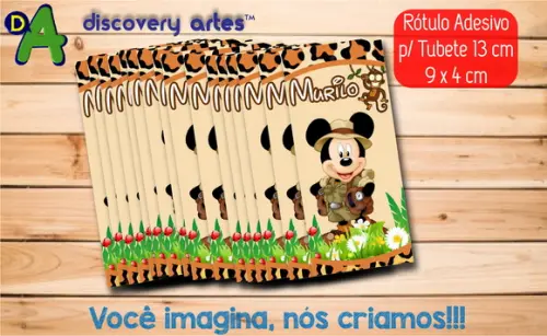 Rótulo Adesivo Tubete Mickey Safari
