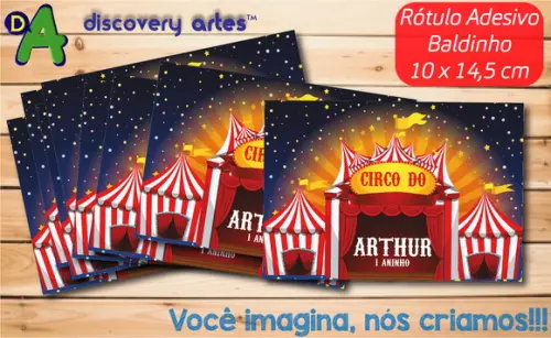 Rótulo Adesivo Baldinho de Pipoca Circo