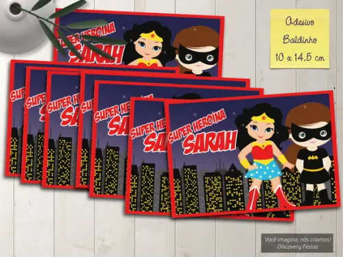 Rótulo Adesivo Baldinho Super Heroínas