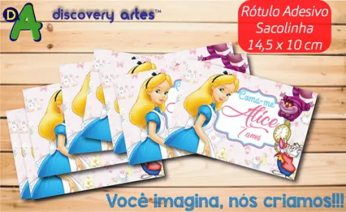 Rótulo Adesivo Sacolinha Alice no País das Maravilhas
