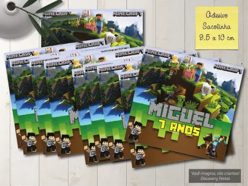 Rótulo Adesivo Sacolinha Minecraft