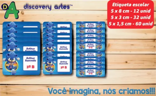 Etiqueta Escolar Sonic (104 Etiquetas)