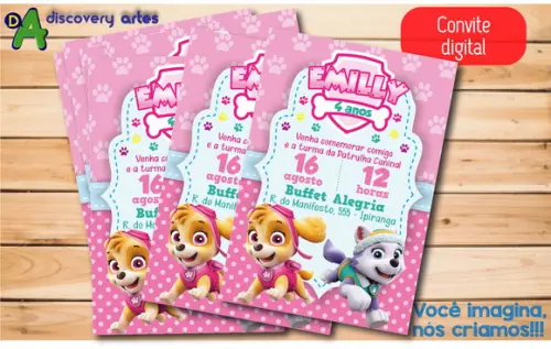Convite Digital Patrulha Canina Skye e Everest