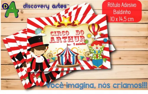 Rótulo Adesivo Baldinho de Pipoca Circo