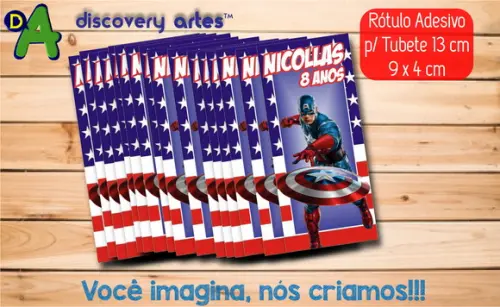 Rótulo Adesivo Tubete Capitão America