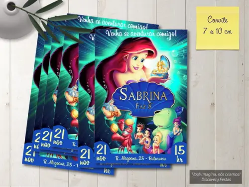Convite Princesa Ariel a Pequena Sereia