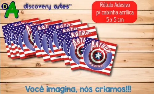 Rótulo Adesivo Caixinha Capitão America