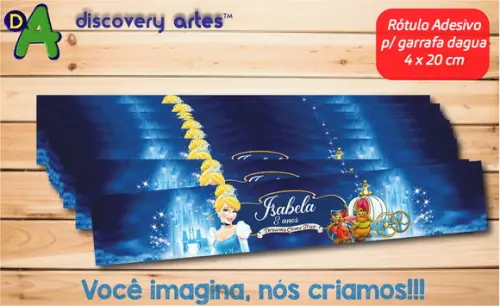 Rótulo Adesivo Garrafa D'água Cinderela