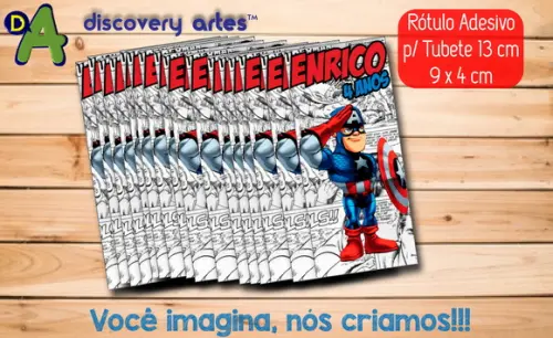 Rótulo Adesivo Tubete Capitão America