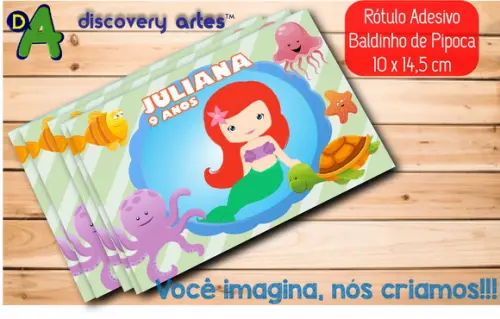 Rótulo Adesivo Baldinho Ariel Cute