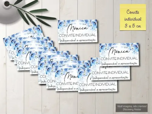 Convite Individual 15 Anos Floral Azul