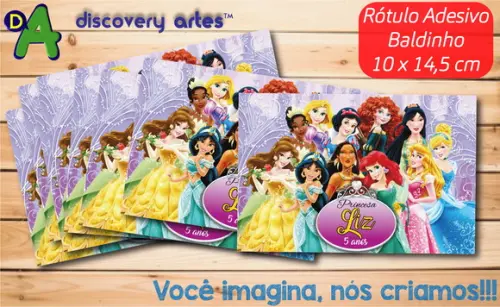 Rótulo Adesivo Baldinho Princesas