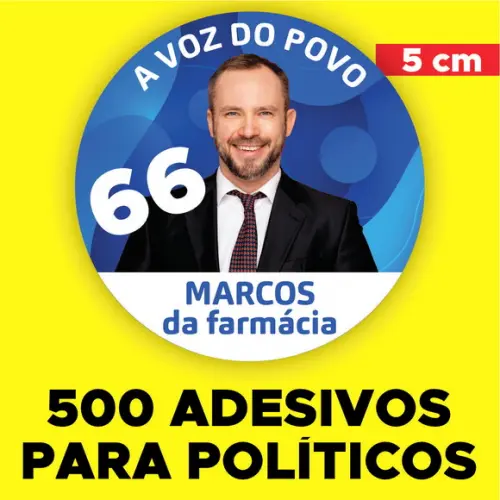 500 Adesivos para Campanha Política Personalizado (5 Cm)