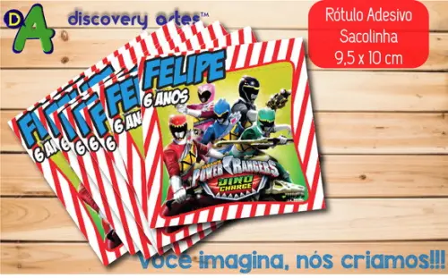 Rótulo Adesivo Sacola Power Rangers
