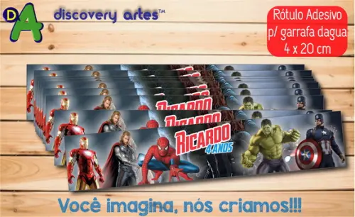 Rótulo Adesivo Garrafa D'água Super Herois