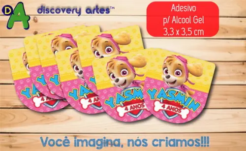 Rótulo Adesivo Álcool Gel Patrulha Canina