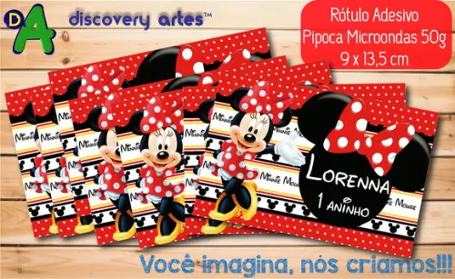 Rótulo Adesivo Pipoca de Microondas Minnie