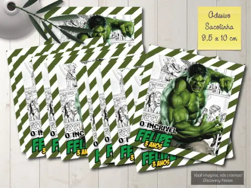Rótulo Adesivo Sacola Hulk