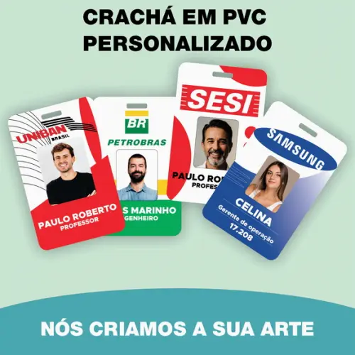 Crachá Personalizado em Pvc (só Frente - 5,5 x 8,5 Cm)