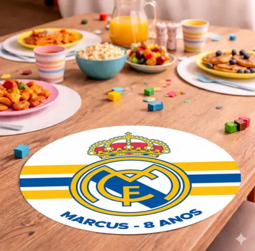 Sousplat Redondo Time de Futebol Real Madrid (descartável)