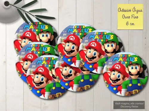 Rótulo Adesivo Àgua Ouro Fino Super Mario Bros