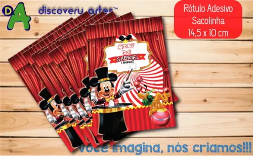 Rótulo Adesivo Sacola Circo do Mickey