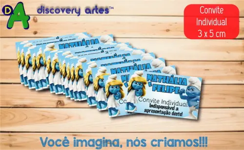Convite Individual Smurfs