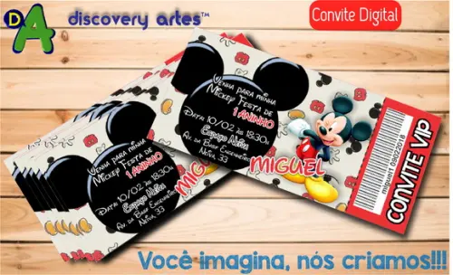 Convite Ingresso Digital Mickey