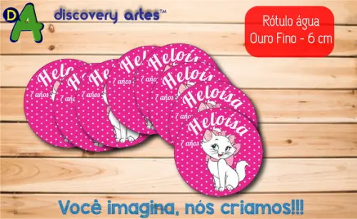 Rótulo Adesivo Água Ouro Fino Gatinha Marie
