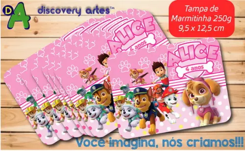 Tampa de Marmitinha Patrulha Canina Skye