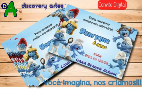 Convite Digital Smurfs