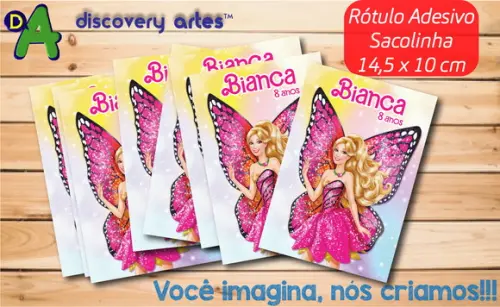 Rótulo Adesivo Sacolinha Barbie Butterfly