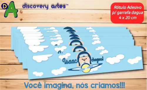 Rótulo Adesivo Garrafa D'água Ursinho Aviador