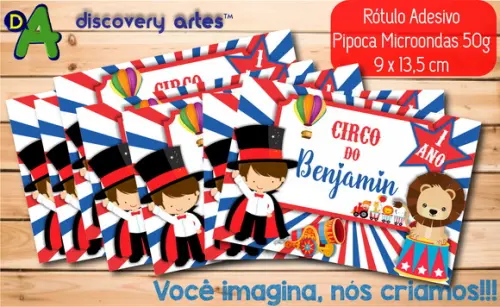Rótulo Adesivo Pipoca de Microondas Circo