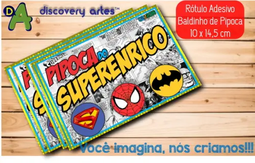 Rótulo Baldinho de Pipoca Super Herois