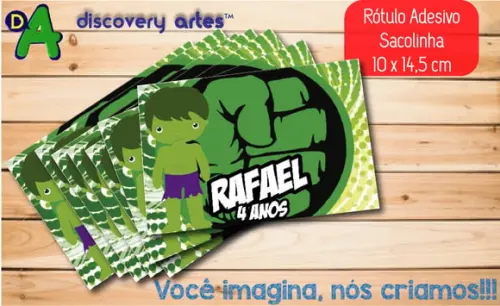 Rótulo Adesivo Sacola Hulk