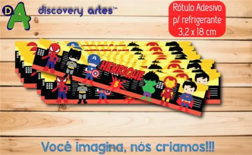 Rótulo Adesivo Refrigerante Super Herois