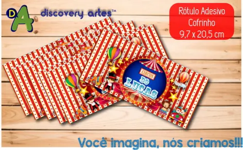 Rotulo Adesivo Cofrinho Circo