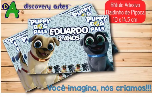 Rótulo Adesivo Baldinho de Pipoca Puppy Dog
